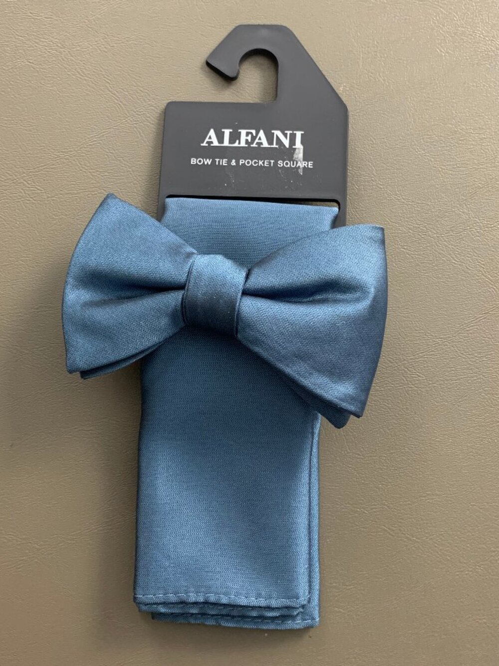 Alfani Men's 2-Piece Solid Bow Tie and Solid Pocket Square Set, Slate Blue